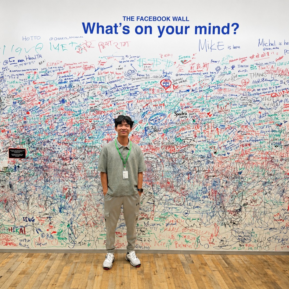 Charis Nicholas Tanzil at The Facebook Wall in Meta Singapore